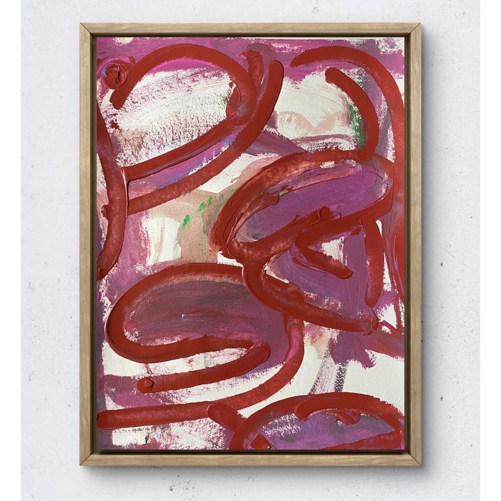Oman Hosea Original Abstract Acrylic Painting 11x14 Red Purple Dopamine Decor